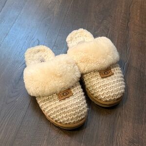 UGG Cream Knit Shearling Clog Slippers